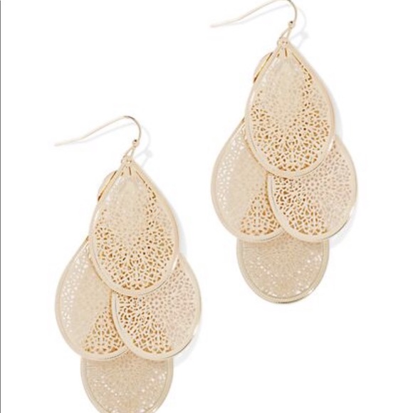 Gold filigree drop earrings - Picture 2 of 2